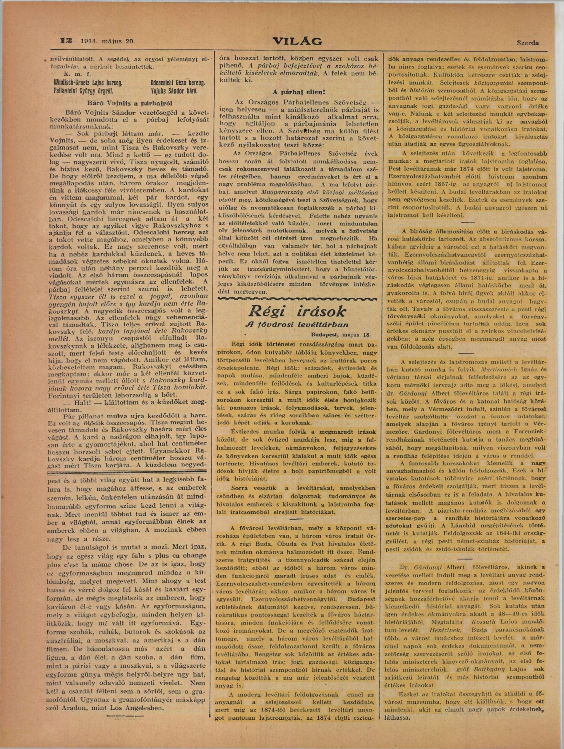 Világ, 1914. május 20.