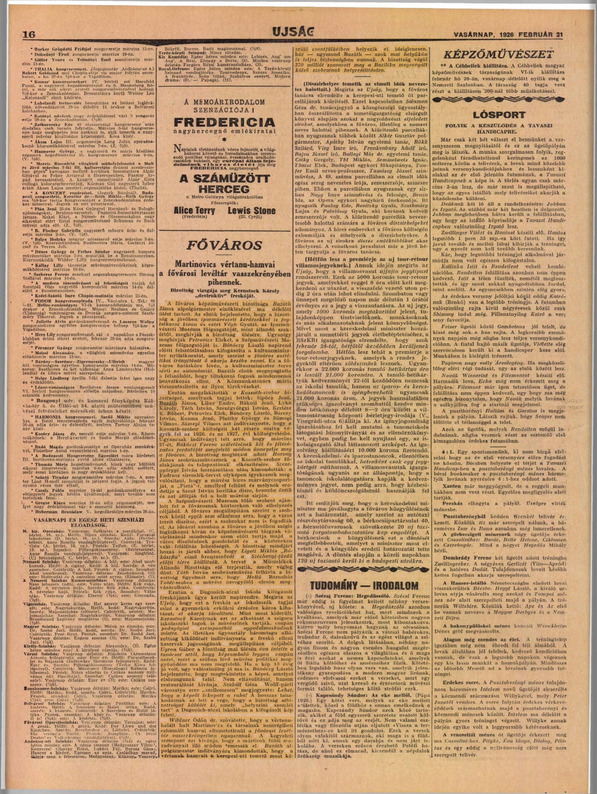 Az Újság, 1926. február 21.