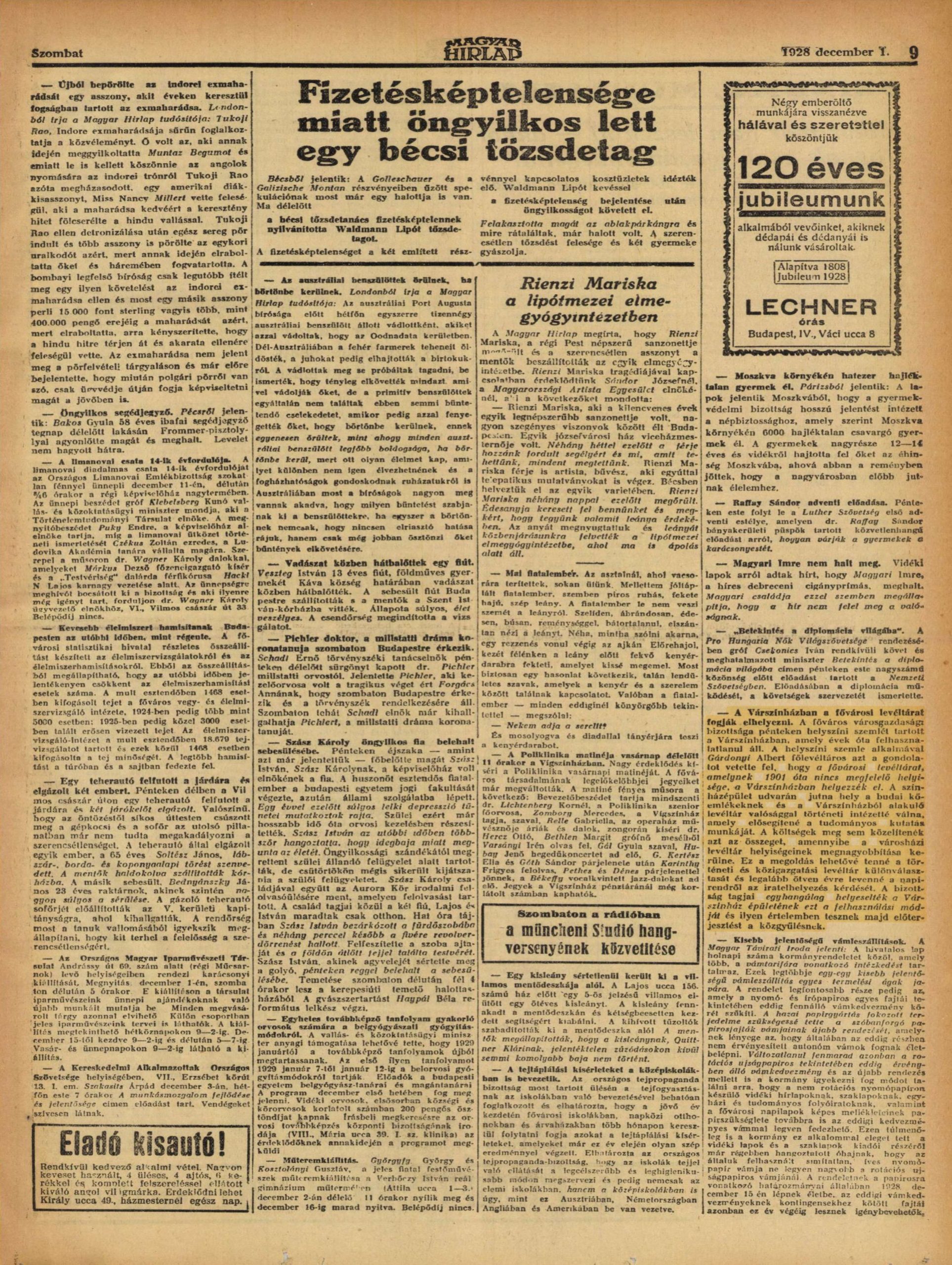 Magyar Hírlap, 1928. december 1.