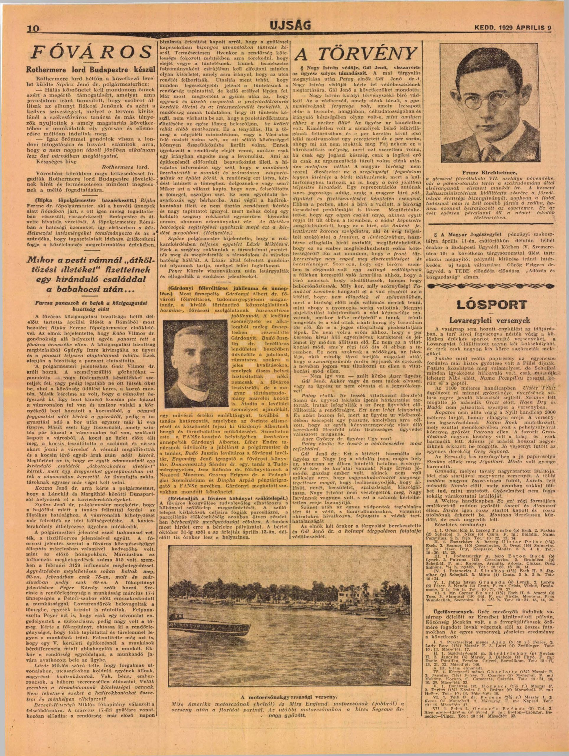 Az Újság, 1929. április 9.