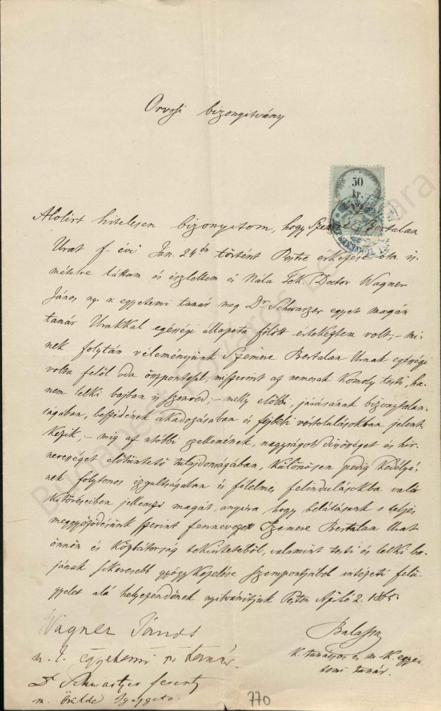 orvosi bizonyítvány